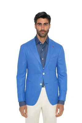 $5500 ISAIA NAPOLI "Pompei" Blue Comfort Jacket Sport Coat Cashmere & Silk - Image 1 of 4