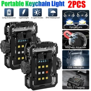 2Pcs Portable LED Keychain Light Torch 360° Fidget Spinner 1500LM USB-C Charging - Picture 1 of 21