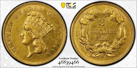 1856-s $3 gold coin Indian Princess - Extremely rare! Cover