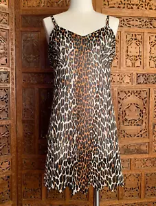 Vintage 60s Vanity Fair Leopard Slip Zig Zag Hem Lingerie Sheer Punk Sz 34 - Picture 1 of 6