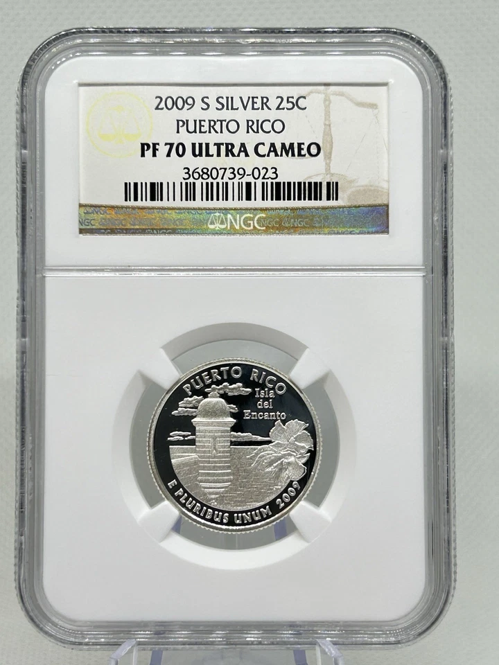 2009-S Silver 25c Puerto Rico PF70 Ultra Cameo NGC!🇵🇷💯✨ - Image 1 of 3