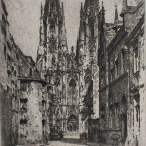 Bruno Reinhold Kölner Dom Historische Ansicht signiert Radierung Anfang 20 Jh - Picture 1 of 4