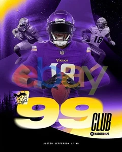 Foto de fútbol americano Justin Jefferson Madden 99 Club Minnesota Vikings 8x10 NFL - Imagen 1 de 1