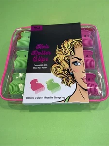 NEW! BELLA PRO GREEN / PINK HAIR ROLLER CLIPS - Picture 1 of 6
