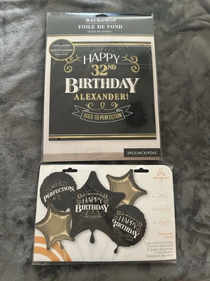 Birthday Party Decorations Balloons Backdrop Aged To Perfection Customizable - Image 1 of 4