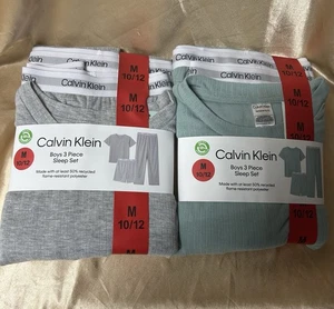 LOT of 2 : 3-Piece Genuine CALVIN KLEIN Sleep Sets Gray Green size MEDIUM 10-12 - Picture 1 of 4