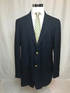 John Ashford Sport Coat Blazer Jacket Mens 43 Long Navy Brass Buttons Single Vnt - Picture 1 of 21