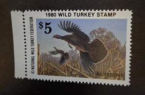 US 1980 NWTF-5 National Wild Turkey Federation Stamp - Mint OG NH Unused T17521 - Picture 1 of 2