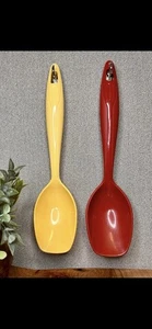 Vintage MCM Rubbermaid Foley Nylon Serving Spoons Set Of 2 Bright Red & Yellow - Picture 1 of 6