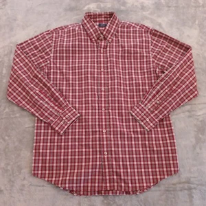 Arrow Shirt Mens Large Red Plaid Long Sleeve Button Down Cotton Blend - Picture 1 of 10