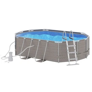 Outsunny Above Ground Swimming Pool, Non-Inflatable Rectangular Frame Pool - Picture 1 of 11
