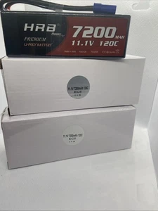 HRB 2packs 3S Lipo Battery EC5 7200mAh 11.1V 120C Hardcase RC Lipo Battery - Picture 1 of 8