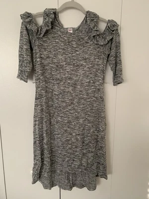 Justice Girls Talla 14 Tejido Gris Mangas 3/4 y Longitud en Niveles Hombros con Volantes Foto 1 de 4