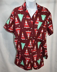 Old Navy Christmas Pajamas Shorts Flannel Set  Holiday Burgundy Women's Medium - Picture 1 of 9