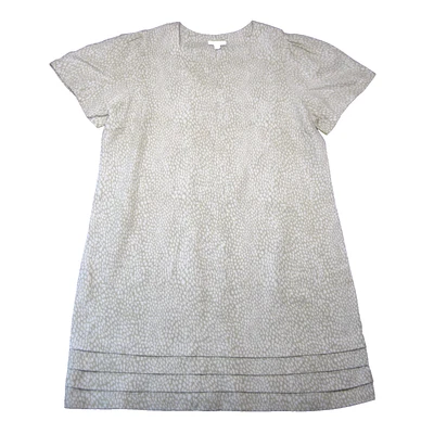 Vestido recto Nicole Miller de lino XL beige blanco con capas costero boho chic de lujo Foto 1 de 4