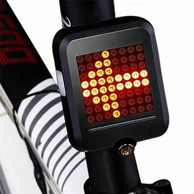 64 LED Bicycle Tail Light USB Brake Turn signal Lamp Intelligent Sensor Bike - Image 1 of 4
