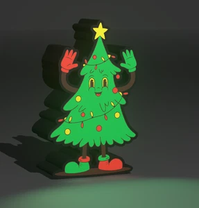 Weihnachtsbaum Cartoon Weihnachtsdeko Leuchtkasten - Bild 1 von 1