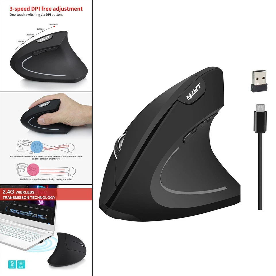 Gazechimp ABS Wireless Vertical Mouse Ergonomic Desktop Mouse for Office Home - Image 1 of 4