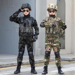 New Kid Child Outdoor Tactical Suit Uniforms Boy Girl CamoTops+pant Outfits Sets - Picture 1 of 22