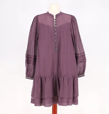 NUEVO CON ETIQUETAS SUNDANCE Vestido de Encaje Andi Línea A Tapeta Ojales Bordado Púrpura Talla L Foto 1 de 4