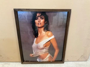 Vtg 80's Sexy Woman Carol Alt Wet T Shirt Pin-Up Framed Picture Man Cave 21x17” - Picture 1 of 5