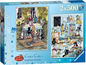 Ravensburger Linda Jane Smith Crazy Cats Teatime Treats 2x500 Pc Puzzle NEW RARE - Picture 1 of 4