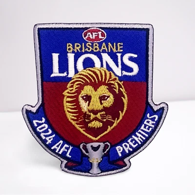 BRISBANE LIONS 2024 PREMIERS Embroidered Adhesive Patch - Iron On 80x74mm - Image 1 of 3