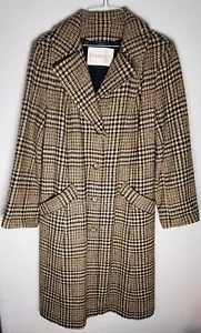 Vintage Pendleton Virgin Wool Houndstooth Long Dress Trench Lined Coat Academia - Picture 1 of 12