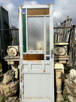 Porta anta singola bianca con vetri artistici decorati - 013 - Immagine 1 di 4