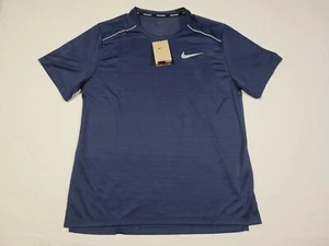 Nike Men’s Dri Fit Miler Running Shirt AJ7565-411 Navy Reflective Just Do It - Picture 1 of 9