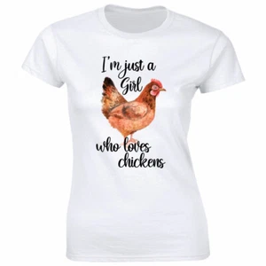 I’m Just A Girl Who Loves Chickens T-Shirt for Women - Picture 1 of 2