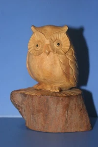Il gufo intagliato in legno "sulla rapa di legno" 322 AINU JAPAN - Foto 1 di 7