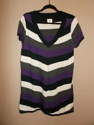 Two Hearts Maternity Womens Size L Color Blocked Stripe Tunic Sweater V-Neckline - Image 1 of 4