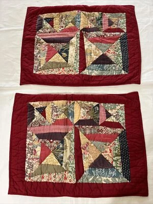 Pottery Barn Patchwork Bandana Quilt Shams Standard Size Pillowcase Pair Lot - Image 1 of 4