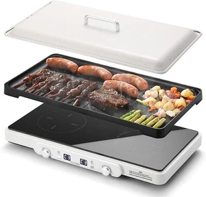 Razorri Electric Induction Cooktop, 2 Burners, Removable Cast Iron Griddle Pan - Picture 1 of 8