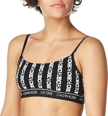 Calvin Klein 286642 Women's Unlined Bralette, One Logo Stripe Black, X-Large - Image 1 of 3