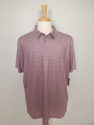 Polo Falls Creek rosa y gris a rayas Fast Dri Performance para hombre XL NUEVO CON ETIQUETAS. Foto 1 de 4