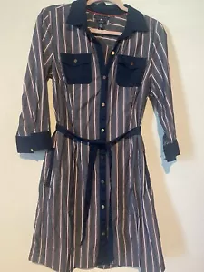Tommy Hilfiger abito donna blu navy rosso bianco a righe orlo taglia M elasticizzato - Foto 1 di 8
