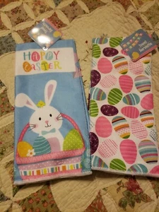 Easter Dish Towels Set of 2 Easter Towels Spring Kitchen Towels Easter NEW🐣🐰🐥 - Picture 1 of 1