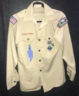 Camisa Uniforme Oficial Joys Scouts of America Vintage Juvenil Grande 14-16 Caqui EE. UU. Foto 1 de 4