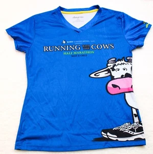 Camisa para mujer Correr con las vacas PEQUEÑA azul manga corta alanica - Imagen 1 de 7