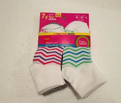 Hanes, calcetines tobilleros para niñas, talla mediana 10 1/2-4 suaves, transpirables, 7 pares Foto 1 de 2