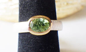 SCHMUCK-STCK RING SILBER grün TURMALIN NEU 55 17,5 facettiert vergoldet - Picture 1 of 4