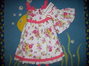 Vestido Maggie & Zoe Niñas Talla 5 Blanco Coral Estampado Floral A juego Muñeca Vestido Nuevo - Imagen 1 de 9