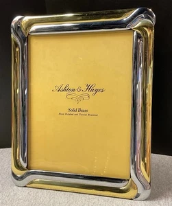 Marco de fotos vintage de latón macizo Ashton & Hayes plateado y dorado 8 x 10 pulgadas - Imagen 1 de 8