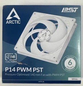 ARCTIC P14 PWM PST 140 mm PWM PST PC Gehäuse Lüfter Weiß Case Fan Cooler NEU OVP - Bild 1 von 5