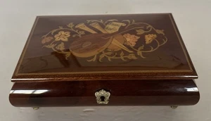 Reuge Music Box Plays Camelot Wooden 8” Long Sireon Imports Italy Vintage - Picture 1 of 14