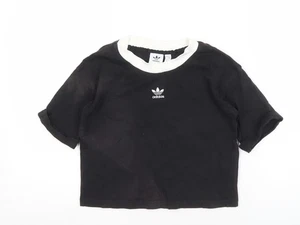 Adidas Women’s Black Ringer T-Shirt Size 8 - Picture 1 of 12