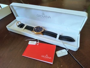 Grovana Grande Date Mens Watch Rose Gold Tone Black Dial Quartz 41mm $795 MSRP - Picture 1 of 3