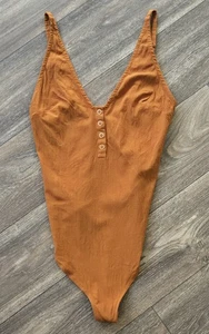 Free People Intimately Thong Bodysuit In Deep Orange With Snaps Women's Size... - Picture 1 of 7